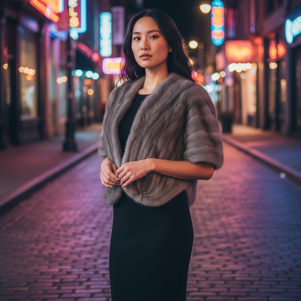 Genuine Mink Fur Women's Shrug